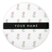 Rote Rosen, Muster von Rose, Ihr Name Keramikknauf (Vorderseite)