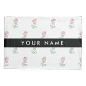 Rote Rosen, Muster von Rose, Ihr Name Kissenbezug (Rückseite)