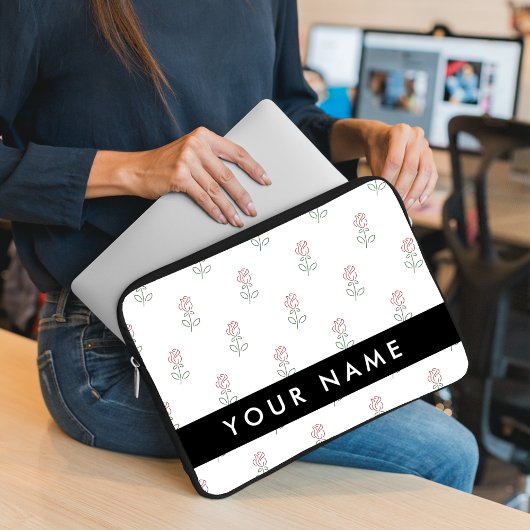 Rote Rosen, Muster von Rose, Ihr Name Laptopschutzhülle