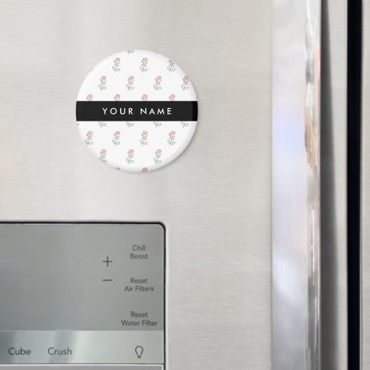Rote Rosen, Muster von Rose, Ihr Name Magnet (In Situ (Kühlschrank))