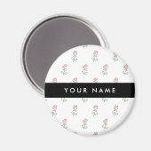 Rote Rosen, Muster von Rose, Ihr Name Magnet (Vorderseite/Rückseite)