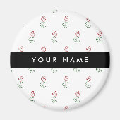 Rote Rosen, Muster von Rose, Ihr Name Magnet (Vorne)