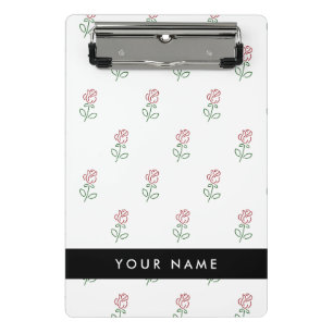 Rote Rosen, Muster von Rose, Ihr Name Mini Klemmbrett