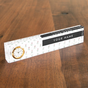 Rote Rosen, Muster von Rose, Ihr Name Namensplakette