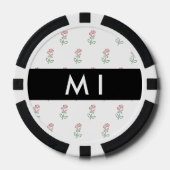 Rote Rosen, Muster von Rose, Ihr Name Pokerchips (Vorderseite)