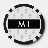 Rote Rosen, Muster von Rose, Ihr Name Pokerchips (Rückseite)