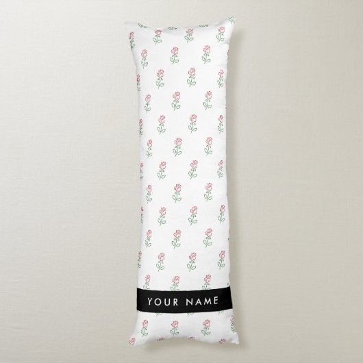 Rote Rosen, Muster von Rose, Ihr Name Seitenschläferkissen (Rückseite (Vertikal))