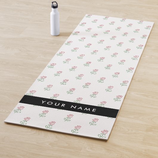 Rote Rosen, Muster von Rose, Ihr Name Yogamatte (Beispiel)