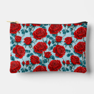 Rote Rosen Muster Zubehörtasche