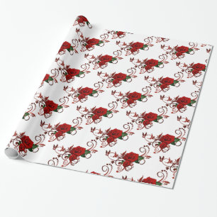 Rote Rosen Musterpapier Geschenkpapier