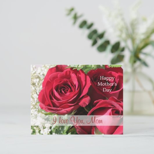 Rote Rosen Muttertag Postkarte (Stehend Vorderseite)