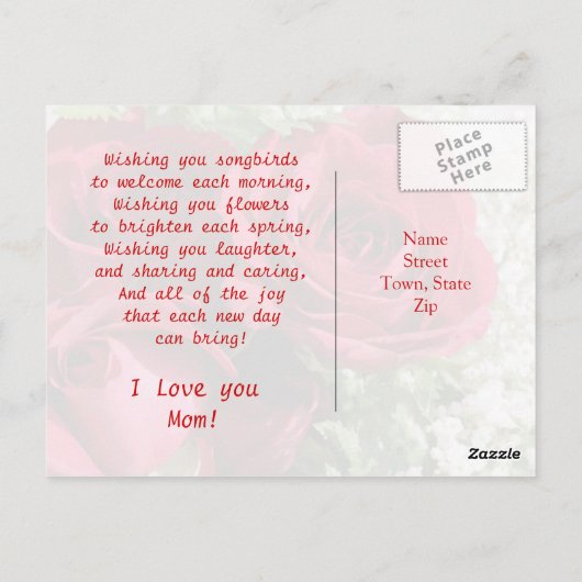 Rote Rosen Muttertag Postkarte (Rückseite)