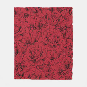 rote Rosen nahtlos  Fleecedecke