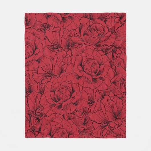 rote Rosen nahtlos Fleecedecke (Vorderseite)