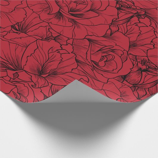 rote Rosen nahtlos Geschenkpapier (Ecke)