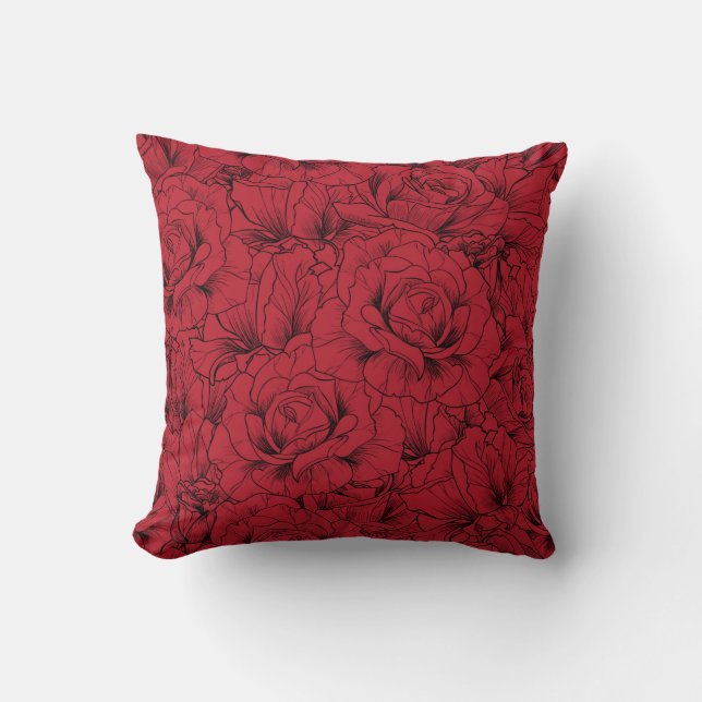 rote Rosen nahtlos  Kissen (Vorderseite)