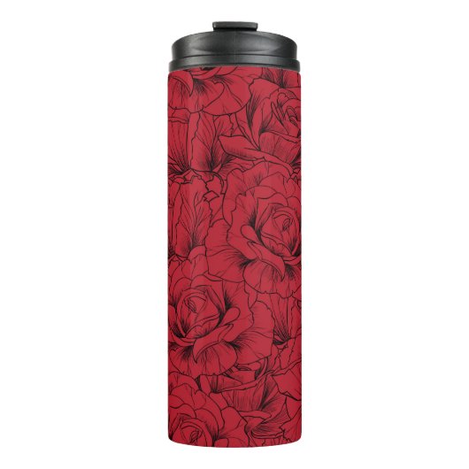 rote Rosen nahtlos Thermosbecher (Vorderseite)