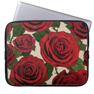 Rote Rosen: Nahtlose, blumengeschmückte Umgebung Laptopschutzhülle