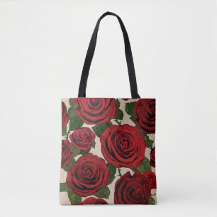 Rote Rosen: Nahtlose, blumengeschmückte Umgebung Tasche