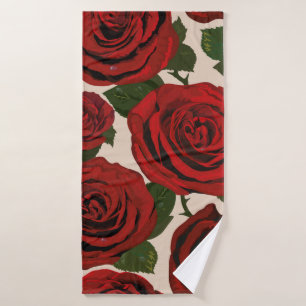 rote Rosen. Nahtloser blumiger Hintergrund. Badehandtuch