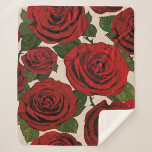	rote Rosen. Nahtloser blumiger Hintergrund.  Sherpadecke