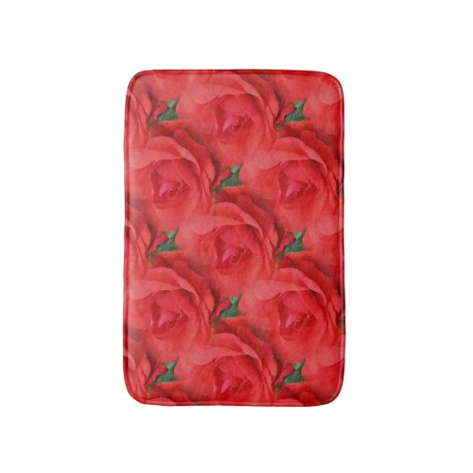 Rote Rosen Naturmuster Badematte (Vorderseite Vertikal)