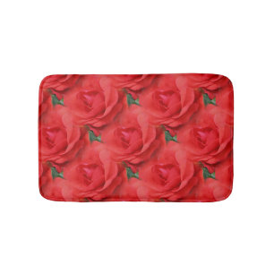 Rote Rosen Naturmuster Badematte