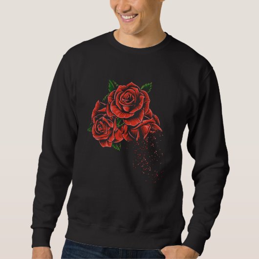 rote Rosen Niedliche Blume Illustration Sweatshirt (Vorderseite)