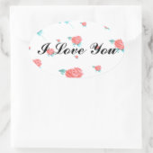 Rote Rosen Ovaler Aufkleber (Tasche)