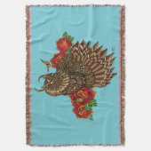 Rote Rosen Owl Blue Decke (Vorderseite Vertikal)