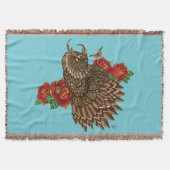 Rote Rosen Owl Blue Decke (Vorderseite)