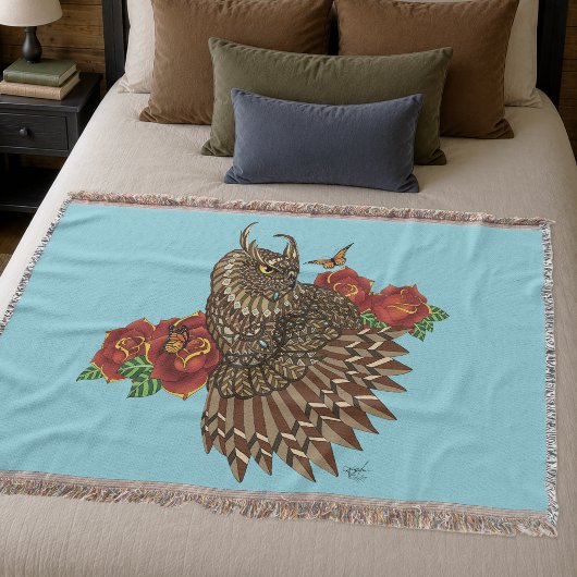Rote Rosen Owl Blue Decke