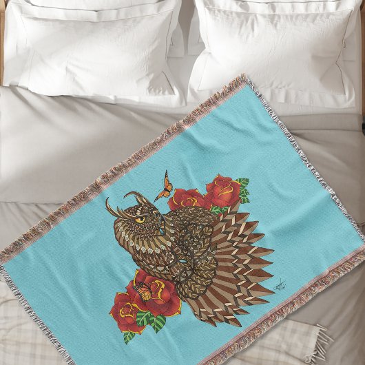 Rote Rosen Owl Blue Decke
