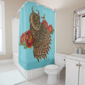 Rote Rosen Owl Blue Duschvorhang (Beispiel)