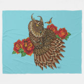 Rote Rosen Owl Blue Fleecedecke (Vorderseite (Horizontal))