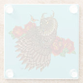 Rote Rosen Owl Blue Glasuntersetzer (Rückseite)