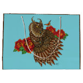 Rote Rosen Owl Blue Große Geschenktüte (Rückseite)