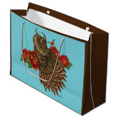 Rote Rosen Owl Blue Große Geschenktüte (Vorderseite Schrägansicht)