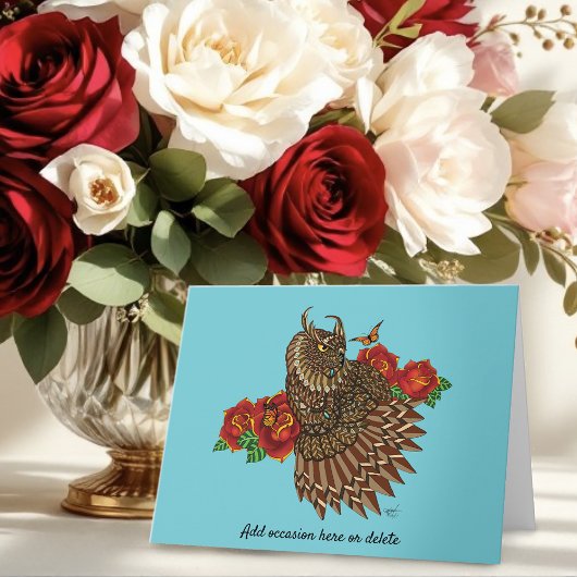 Rote Rosen Owl Blue Karte