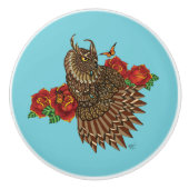 Rote Rosen Owl Blue Keramikknauf (Vorderseite)