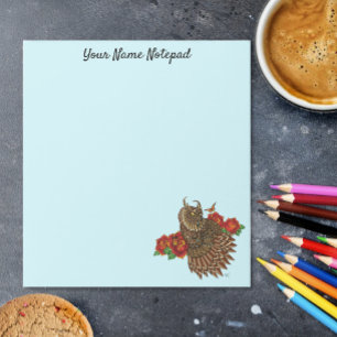 Rote Rosen Owl Blue Notizblock