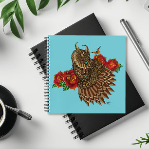 Rote Rosen Owl Blue Notizblock