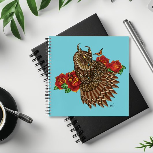 Rote Rosen Owl Blue Notizblock