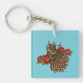 Rote Rosen Owl Blue Schlüsselanhänger (Vorderseite)