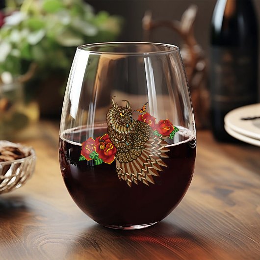 Rote Rosen Owl Blue Weinglas Ohne Stiel
