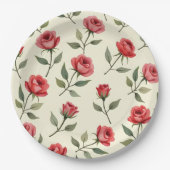 Rote Rosen Papier Teller (Vorderseite)