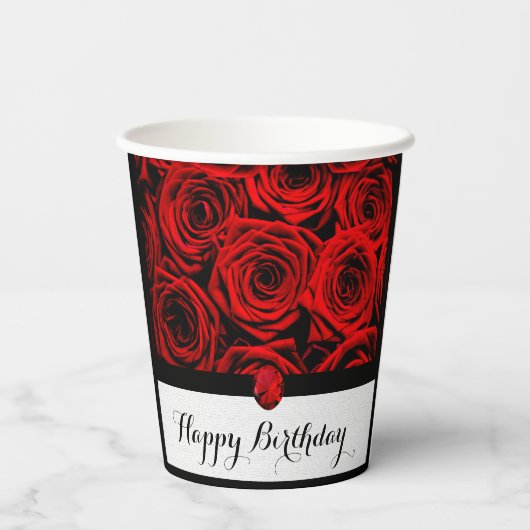 Rote Rosen Pappbecher (Rückseite)