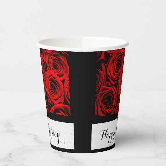 Rote Rosen Pappbecher (Links)