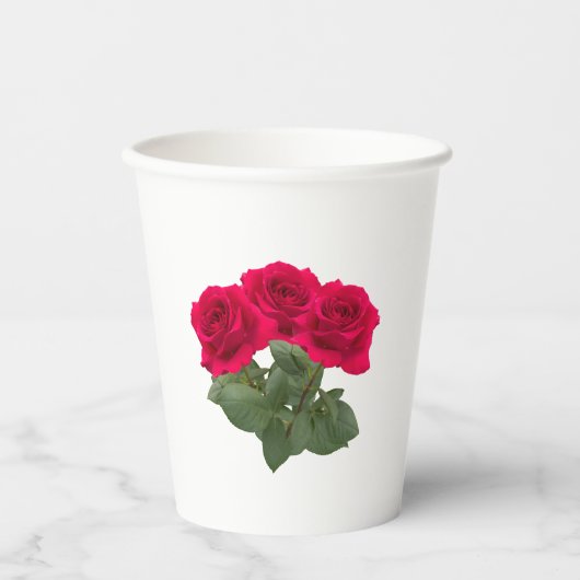 Rote Rosen Pappbecher (Vorderseite)