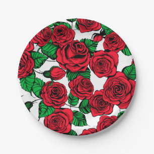 Rote Rosen Pappteller